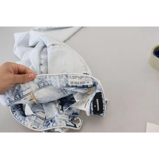 Dsquared² Light Blue Cotton High Waist Straight Denim Jeans Dsquared² Gray