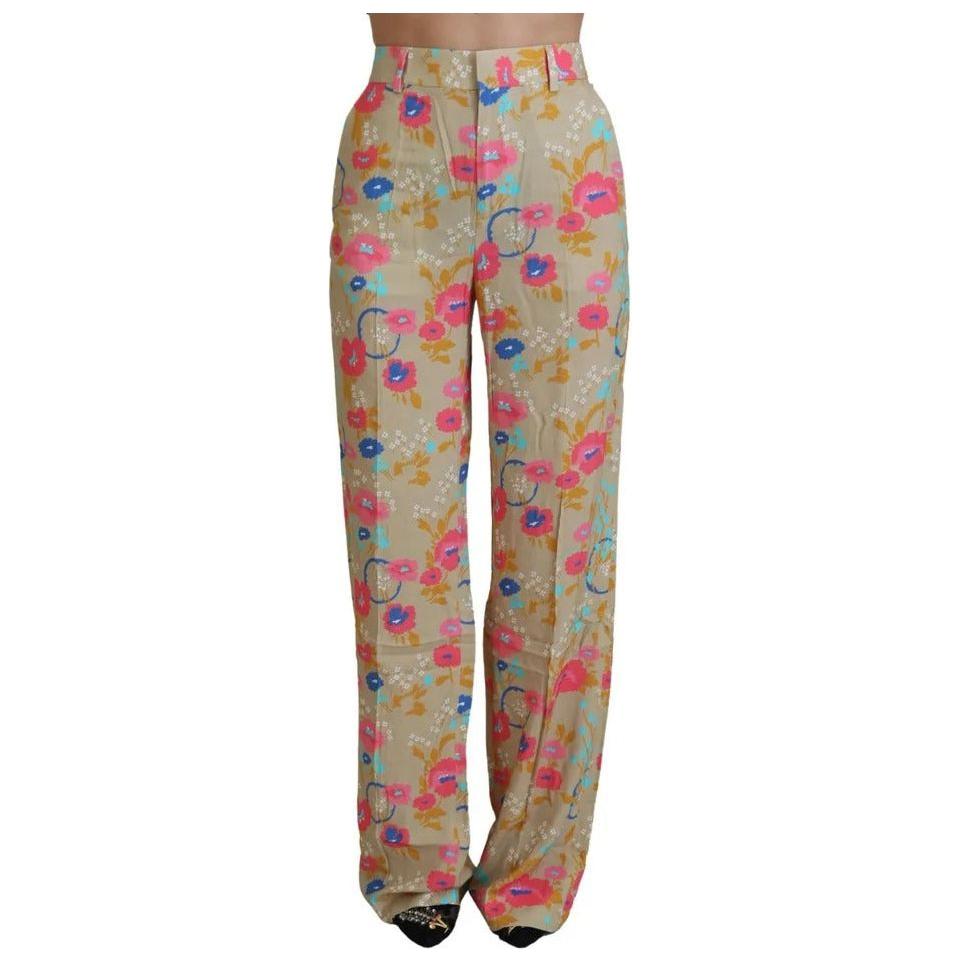 Dsquared² Beige Floral High Waist Straight Pants PAN74499-38