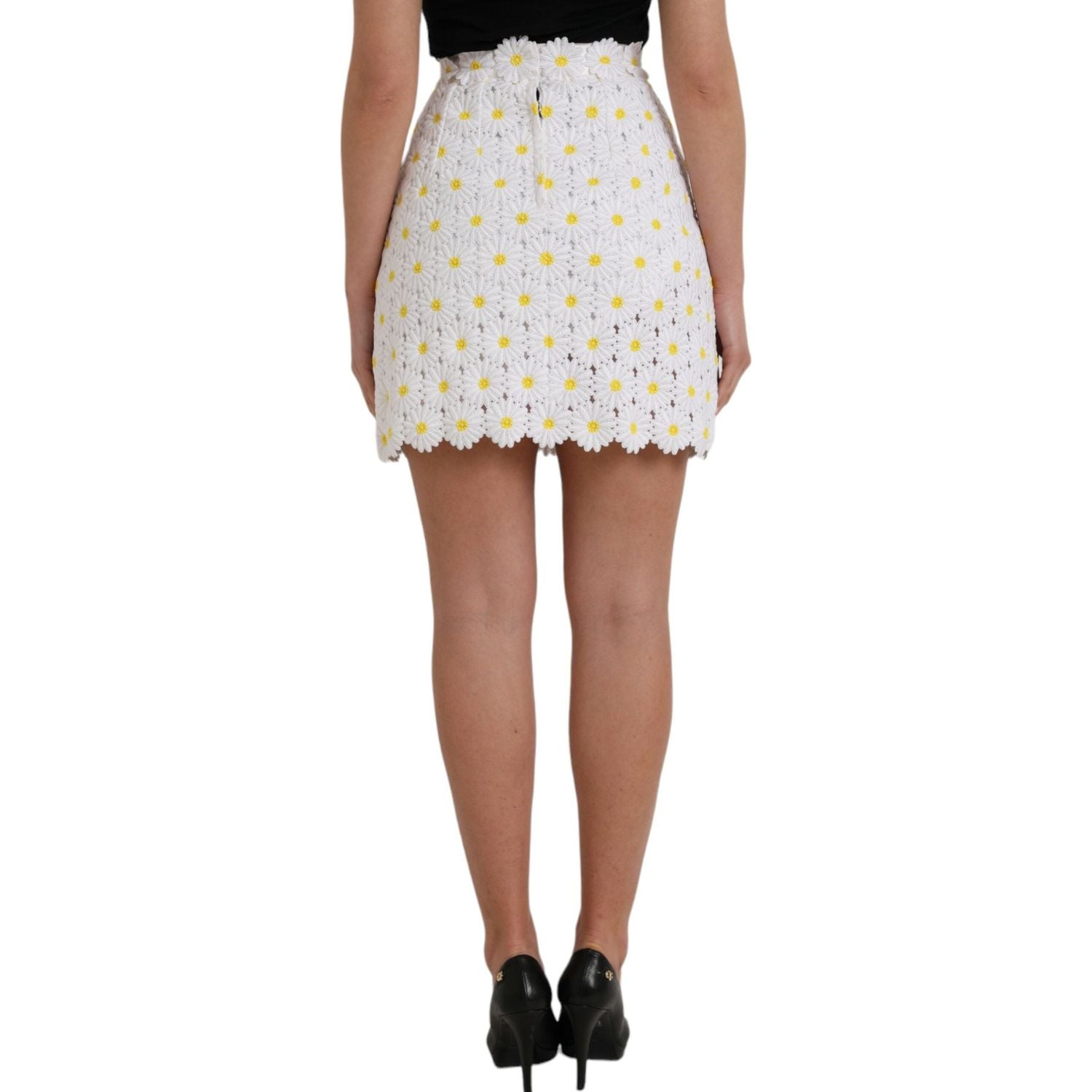 Dolce & Gabbana White Floral A-line Mini Skirt