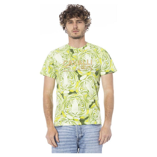 Cavalli Class Green Cotton Men T-Shirt