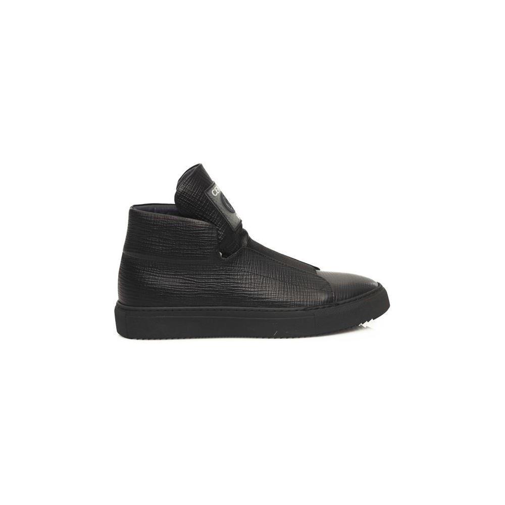 Cerruti 1881 Black Calfskin Men Sneaker
