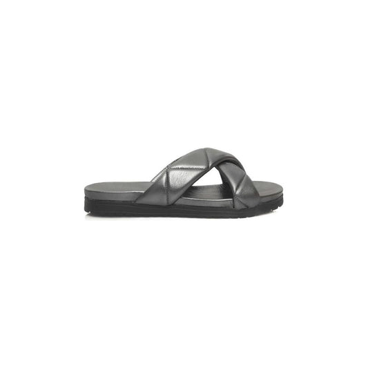 Cerruti 1881 Gray Sheepskin Women Sandal Cerruti 1881 Dark Slate Gray