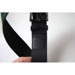 Dolce & Gabbana Black Green Leather Silver Metal Buckle Belt