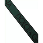 Dolce & Gabbana Black Green Leather Silver Metal Buckle Belt