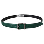 Dolce & Gabbana Green Calf Leather Silver Tone Metal Buckle Belt