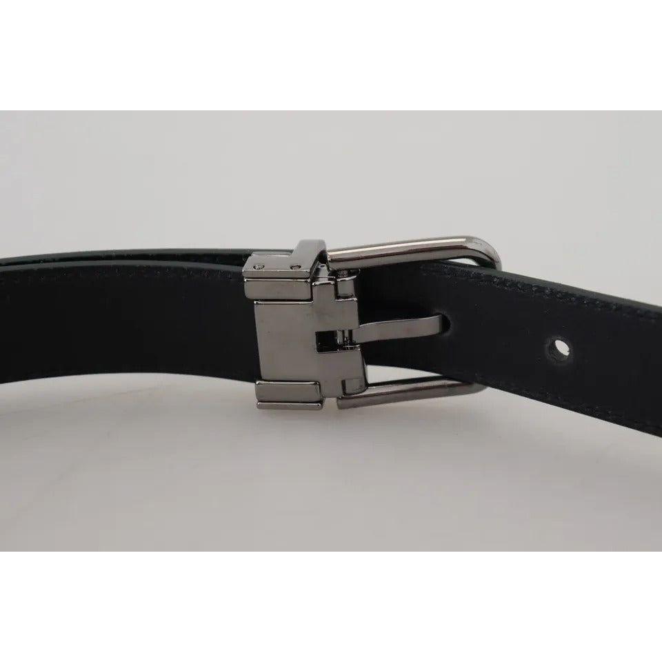 Dolce & Gabbana Green Calf Leather Silver Tone Metal Buckle Belt