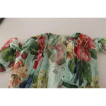 Dolce & Gabbana Green Floral Long Sleeve V-neck Midi Dress DR28276-36
