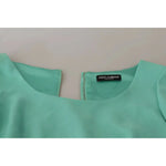 Dolce & Gabbana Mint Green Sheath Square Neckline Midi Dress Dolce & Gabbana Light Slate Gray