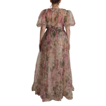 Dolce & Gabbana Multicolor Floral Print Long Maxi Gown Dress
