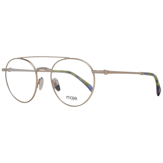 Maje Gold Women Glasses Frame, aviator style, metal full-rim with demo lenses, size 50-19-140, includes branded case.