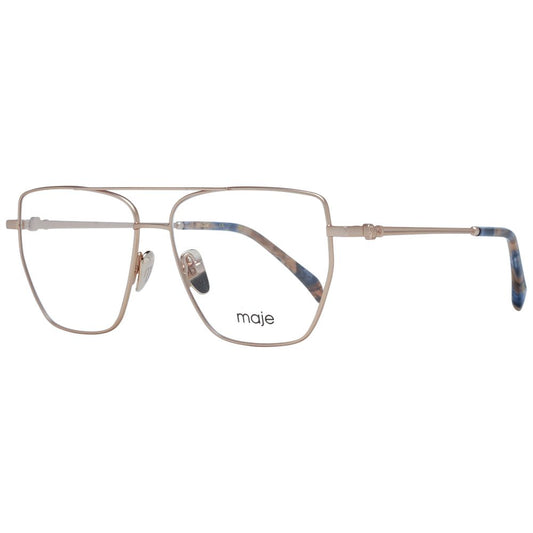 Maje Gold Women Glasses Frame, full-rim aviator style, metal material, gold color with plastic demo lenses.