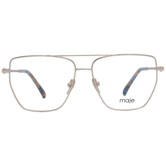 Maje Gold Women Glasses Frame in full-rim aviator style with metal frame and demo lenses, includes branded case.