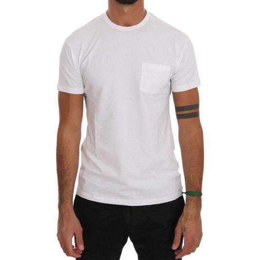 Daniele Alessandrini Elegant White Crew-Neck Cotton T-Shirt Daniele Alessandrini Light Gray