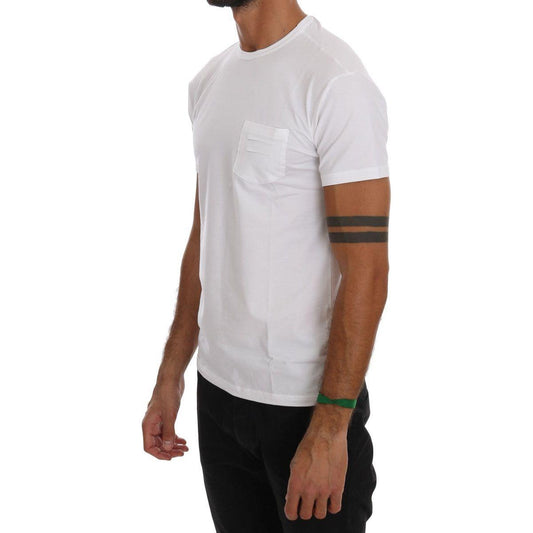 Daniele Alessandrini Elegant White Crew-Neck Cotton T-Shirt Daniele Alessandrini Light Gray