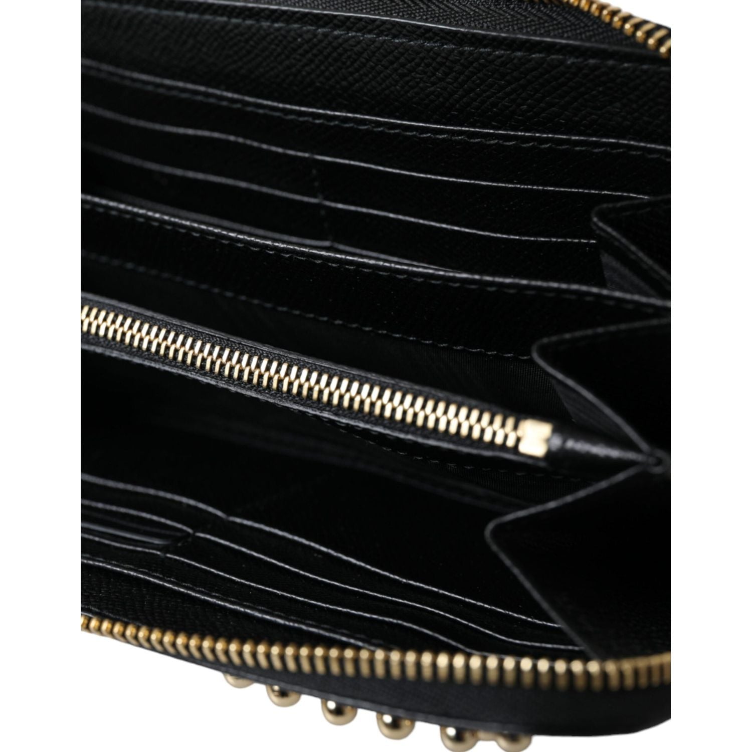 Dolce & Gabbana Black Blue Leather #DGFAMILY Zipper Continental Men Wallet