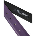 Dolce & Gabbana Purple Leather Gold Metal Buckle Belt Men