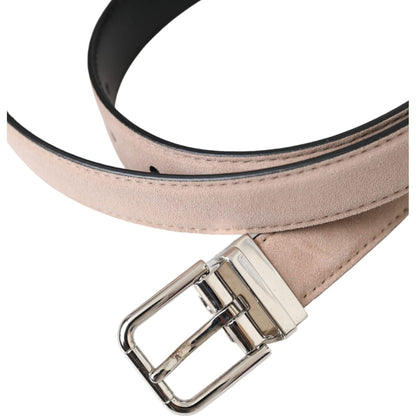 Dolce & Gabbana Beige Suede Leather Silver Buckle Belt Men