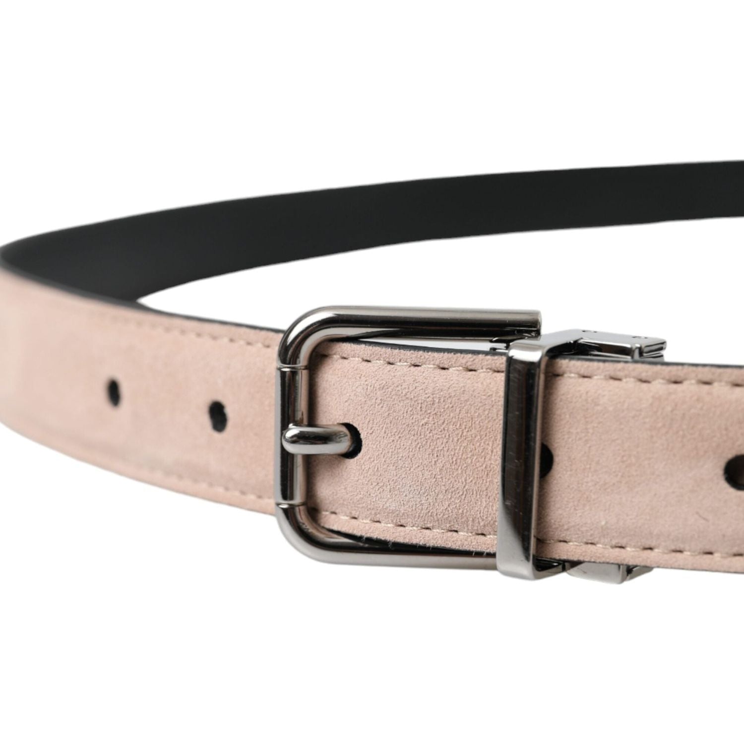 Dolce & Gabbana Beige Suede Leather Silver Buckle Belt Men