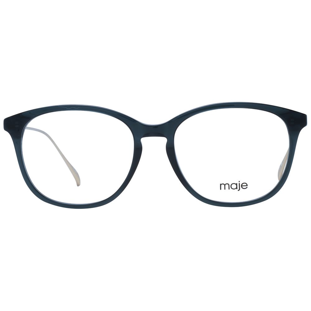 Maje Black Women Glasses Frame with black acetate full-rim, square style, demo plastic lenses, includes branded case.