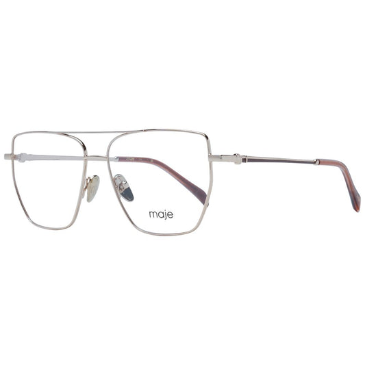 Maje Gold Women Glasses Frame in metal full-rim aviator style with demo lenses and 53-13-140 size, includes branded case.