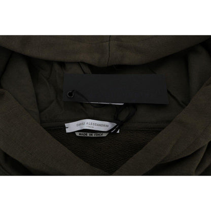 Daniele Alessandrini Green Pullover Hodded Cotton Sweater