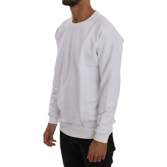 Daniele Alessandrini Elegant White Crewneck Cotton Sweater Daniele Alessandrini Gray