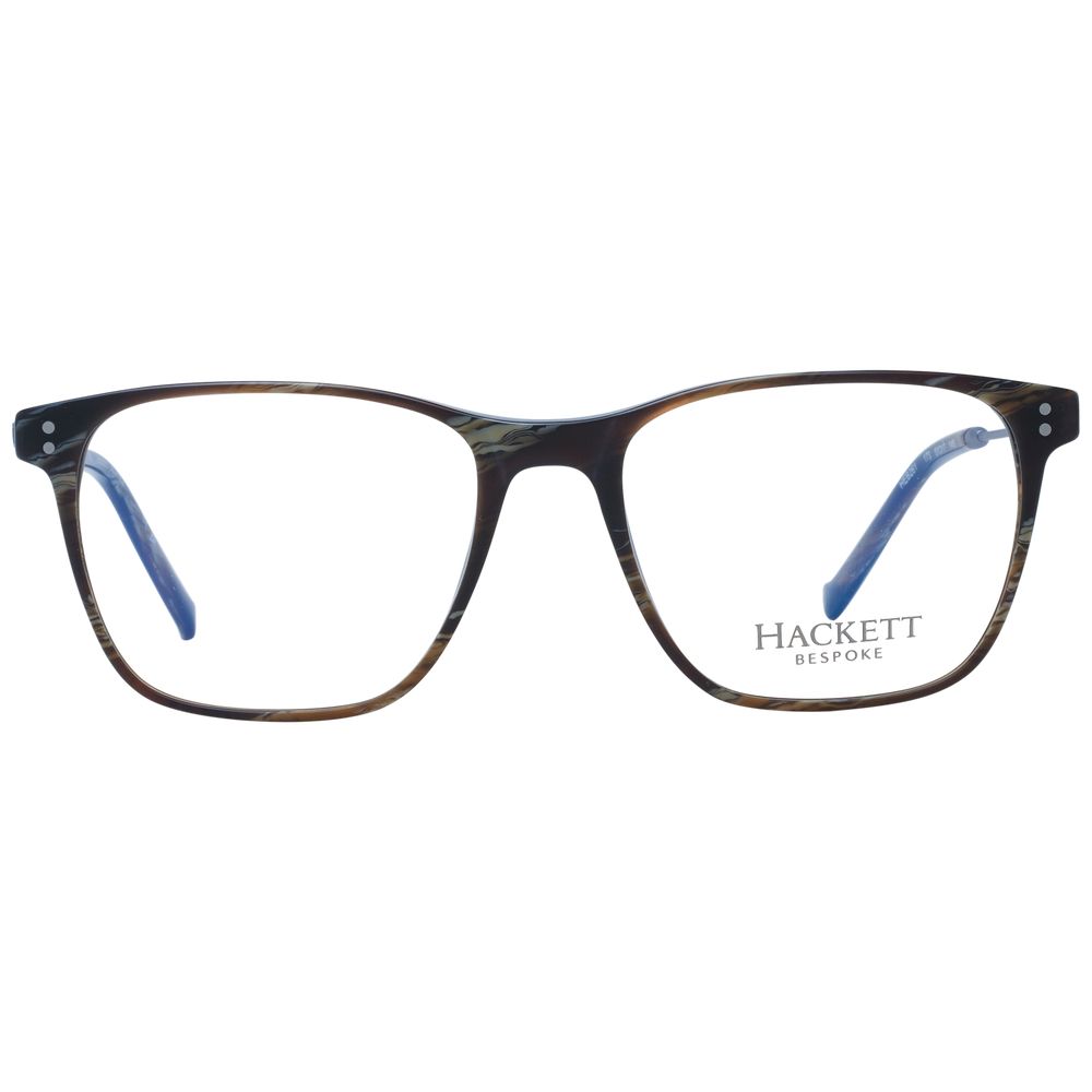 Hackett Brown Men Glasses Frame with rectangle acetate full-rim design and demo lenses, size 51-17-145, includes branded case.