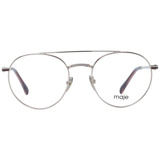 Maje Gold Women Glasses Frame in gold metal with full-rim aviator style, demo plastic lenses, includes branded case.