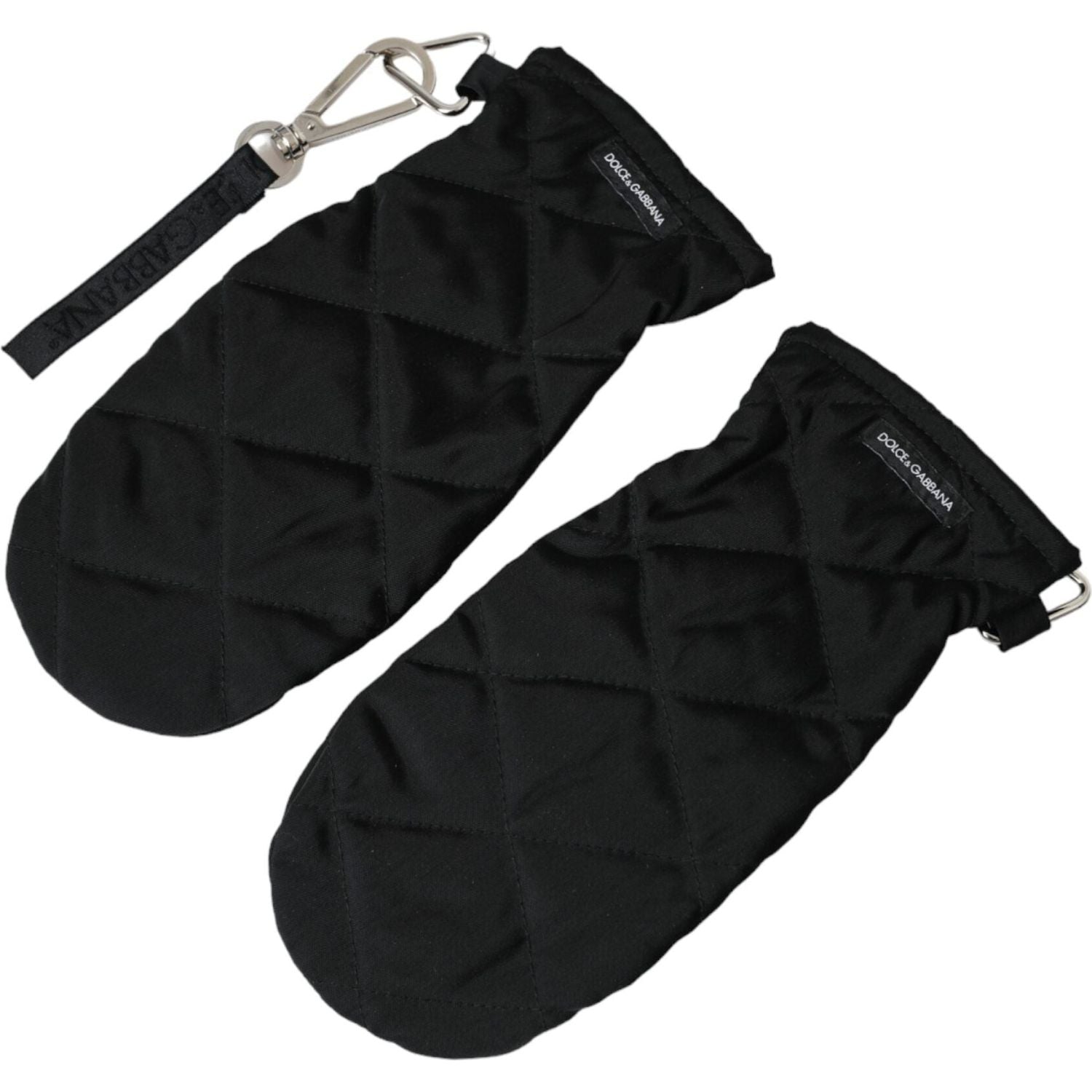 Dolce & Gabbana Black Quilted Nylon Wrist Length Mitten Gloves