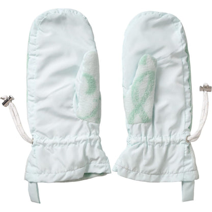 Dolce & Gabbana White Nylon Fleece Wrist Length Mitten Gloves