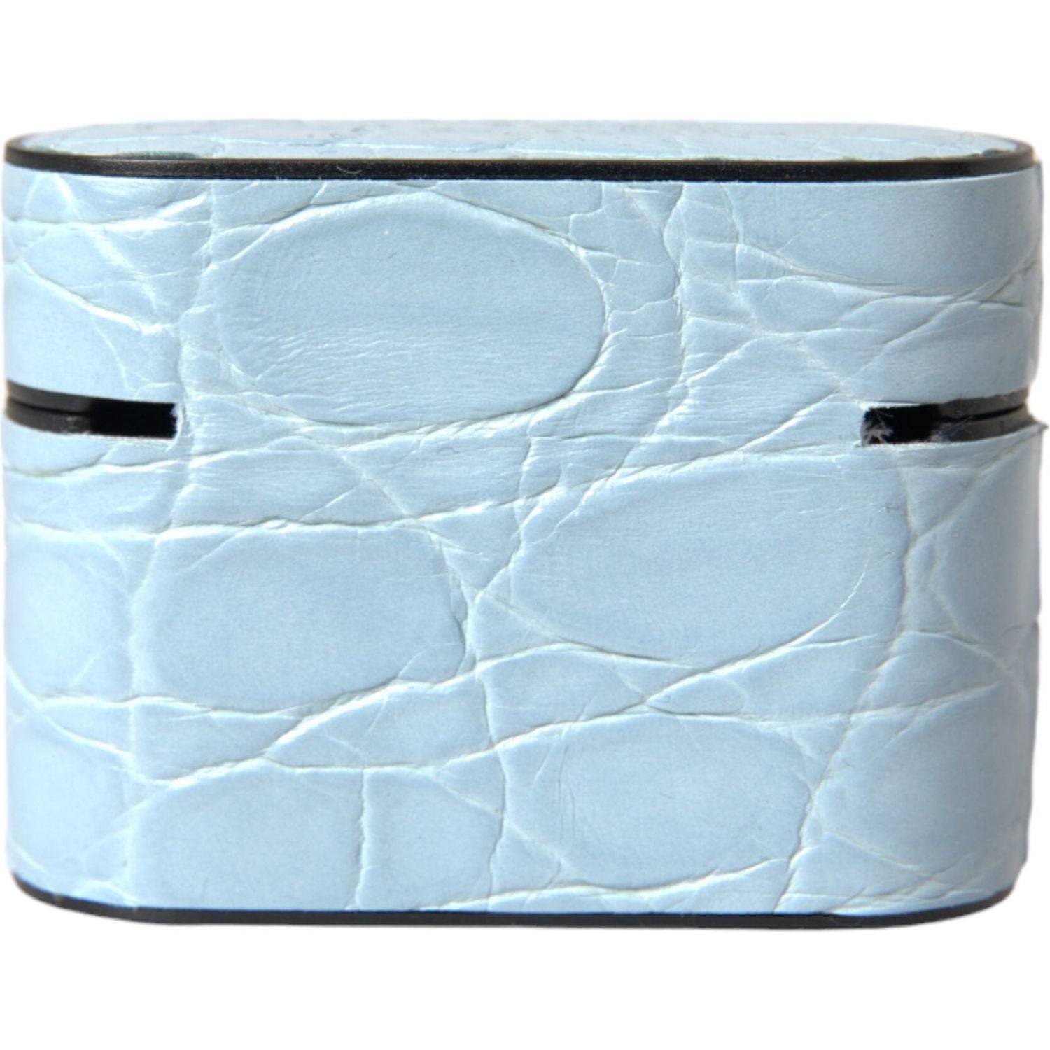 Dolce & Gabbana Light Blue Leather Metal Logo Plaque Airpods Case