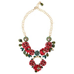 Dolce & Gabbana Gold Brass Link Chain RosePetal Crystal Pendant Necklace