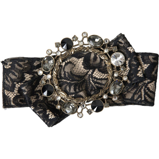 Dolce & Gabbana Black Lace Crystal Handmade Brooch Hair Pin
