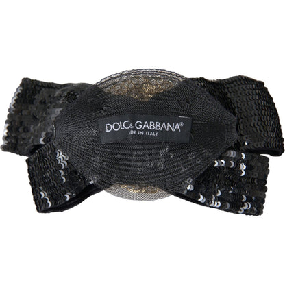 Dolce & Gabbana Black Sequin Pearl Handmade Brooch Hair Pin