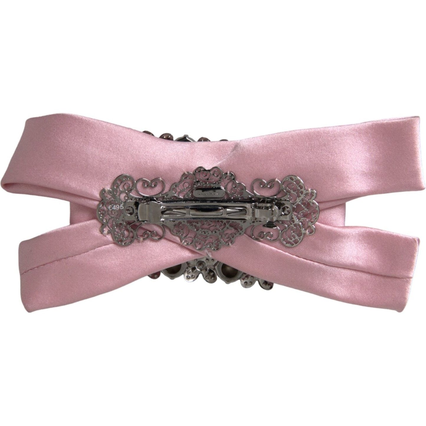 Dolce & Gabbana Pink Satin Crystal Jewelry Brooch Hair Pin