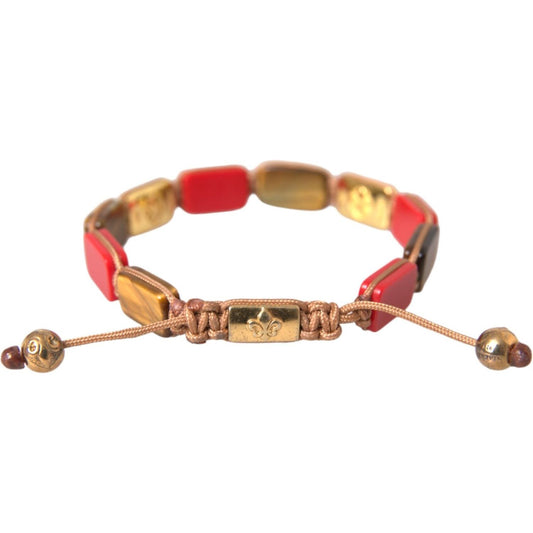 Nialaya CZ Tiger Eye Red Coral 925 Silver Men Bracelet SMY10241-L
