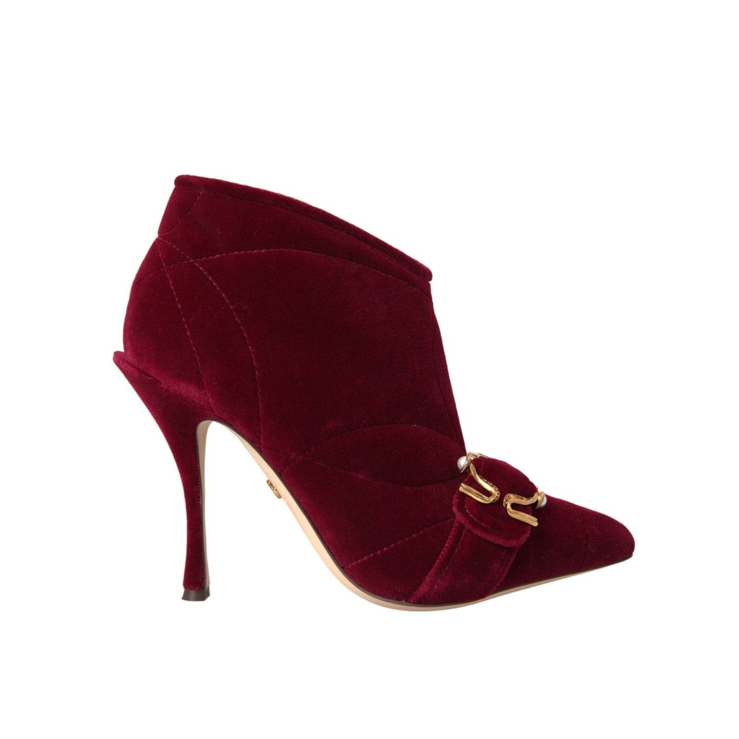Dolce & Gabbana Dark Red Velvet Devotion Buckle Boots Shoes