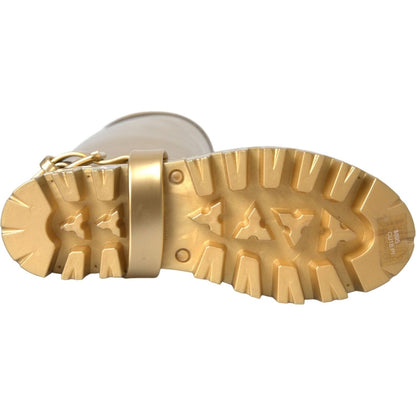 Dolce & Gabbana Metallic Gold Rubber PVC Rain Boots Shoes