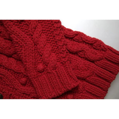 Dolce & Gabbana Red Wool Knit Button Down Cardigan Sweater
