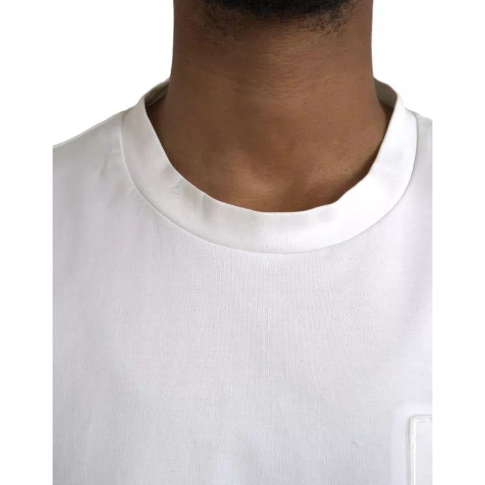 Dolce & Gabbana White Logo Embossed Cotton Crewneck T-shirt