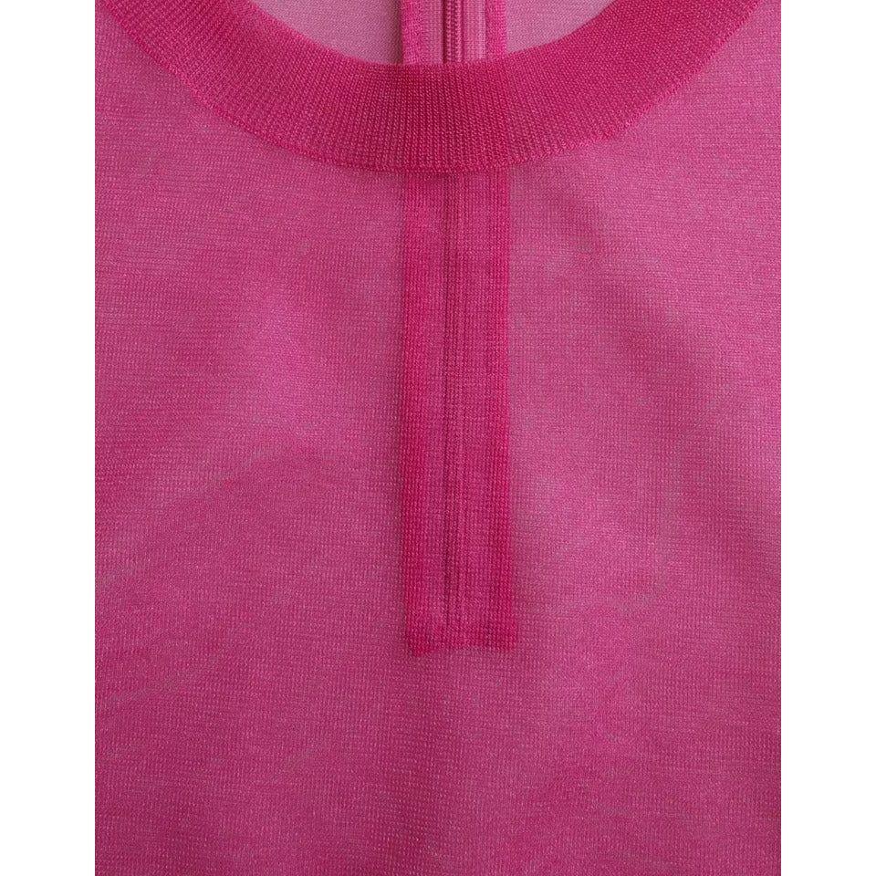 Dolce & Gabbana Pink Transparent Crewneck Long Sleeves Top
