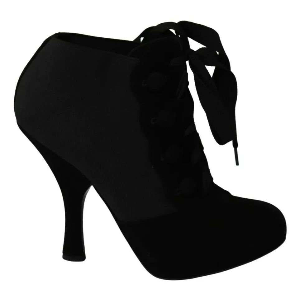 Dolce & Gabbana Black Suede Stretch Ankle Boots Booties Shoes