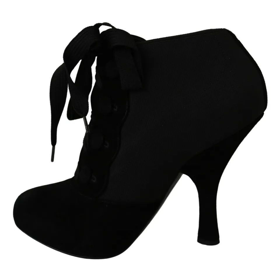 Dolce & Gabbana Black Suede Stretch Ankle Boots Booties Shoes