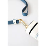 Dolce & Gabbana White Blue Calf Leather Logo Print Strap Airpods Case