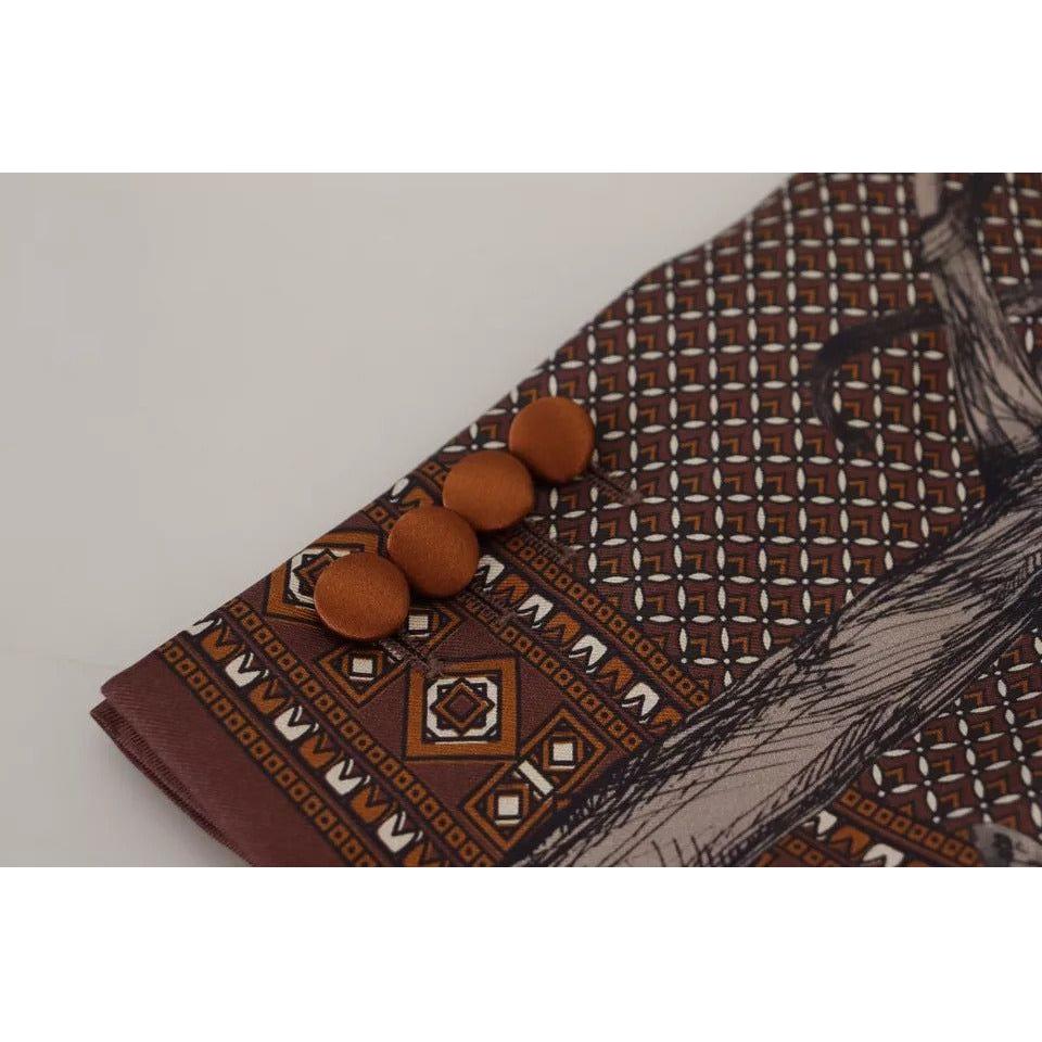 سترة بليزر حريرية بطبعة قرد برونزية من دولتشي آند غابانا