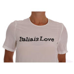 Dolce & Gabbana White Silk ITALIA IS LOVE Blouse T-shirt TSH1100-1