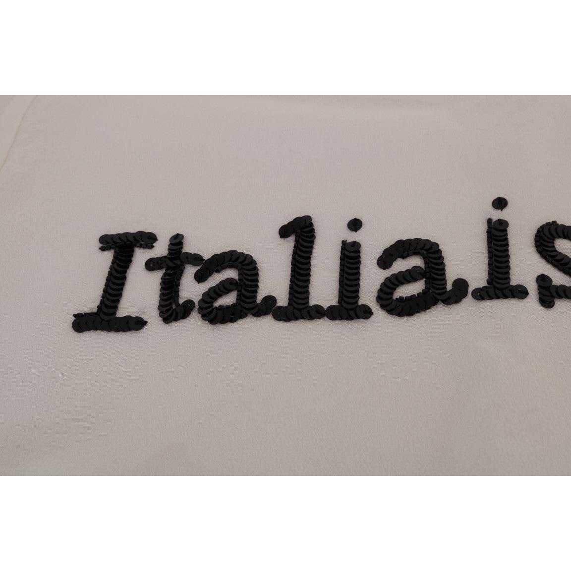 Dolce & Gabbana White Silk ITALIA IS LOVE Blouse T-shirt TSH1100-1