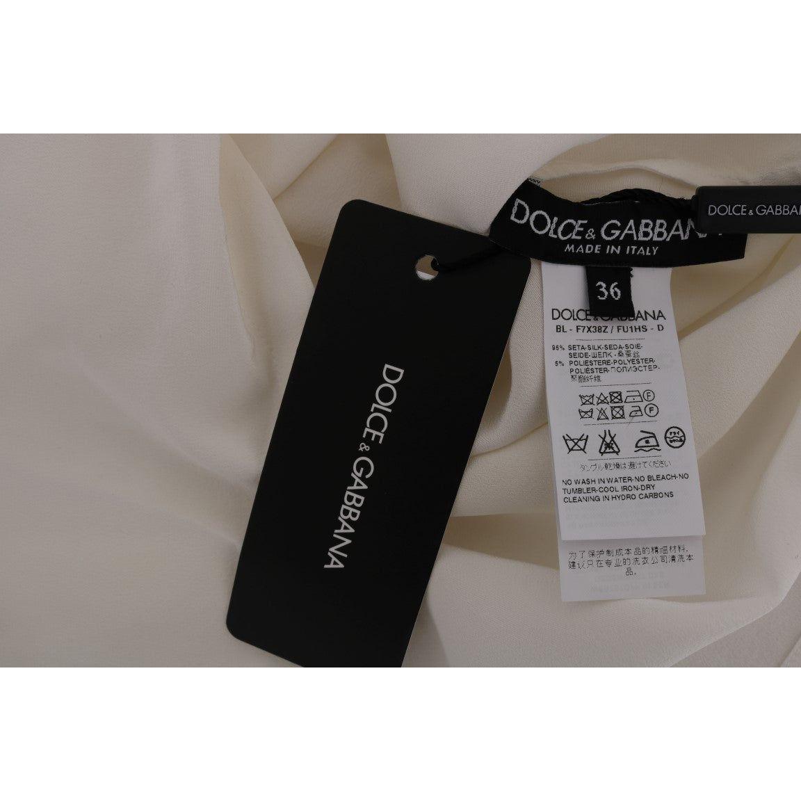 Dolce & Gabbana White Silk ITALIA IS LOVE Blouse T-shirt TSH1100-1