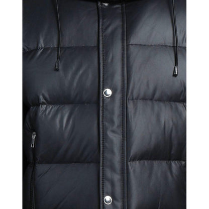 Aquascutum Black Polyester Men Jacket with Removable Hood