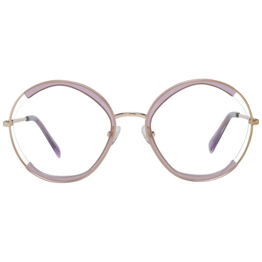 Emilio Pucci Purple Women Glasses Frame, round full-rim style with metal and plastic, demo lenses, 54mm width, 20mm bridge, 140mm temples.